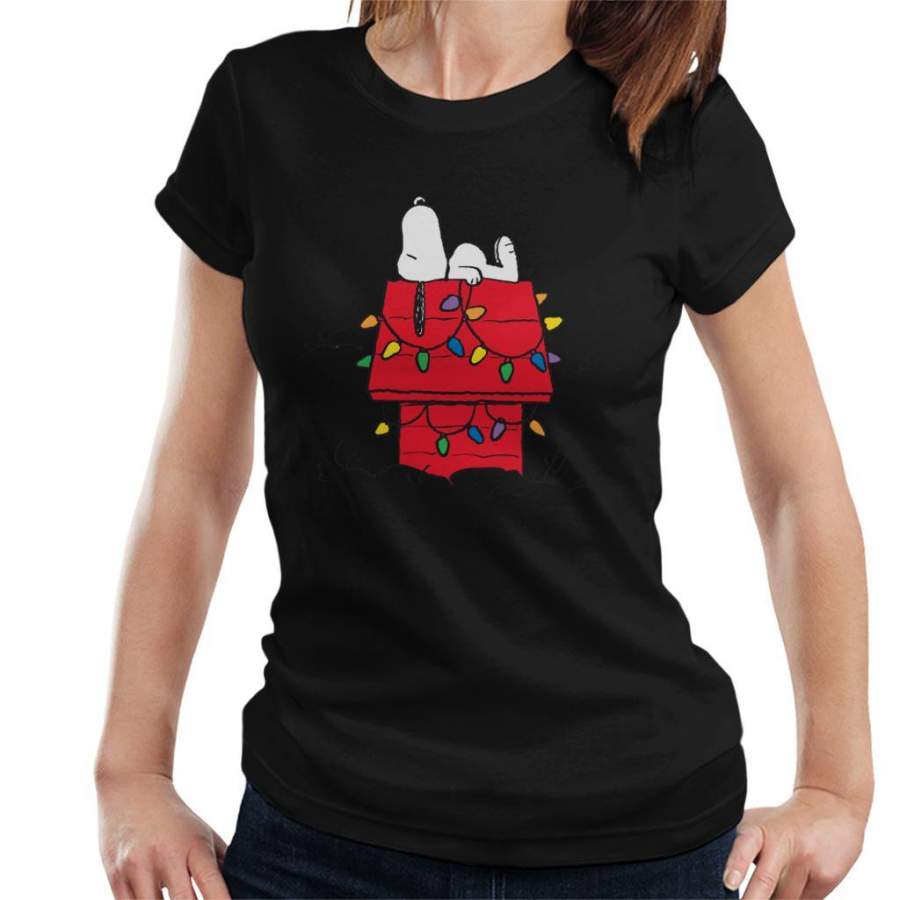Peanuts Christmas Light House Snoopy Women’s T-shirt