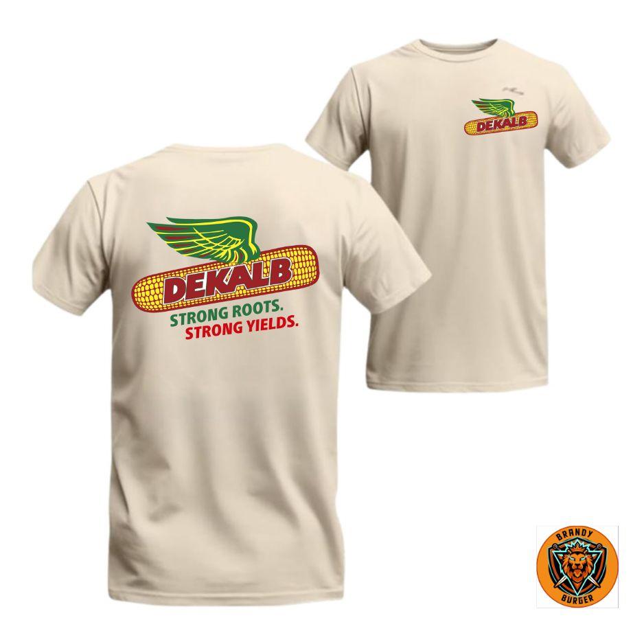 Dekalb Corn Logo T-Shirt – Classic farm tee with the slogan “Strong Roots, High Yields”, perfect for farmers and fans of the Southern lifestyle. Streetwear Crewneck T-Shirt tiktokshop Tshirt Casual