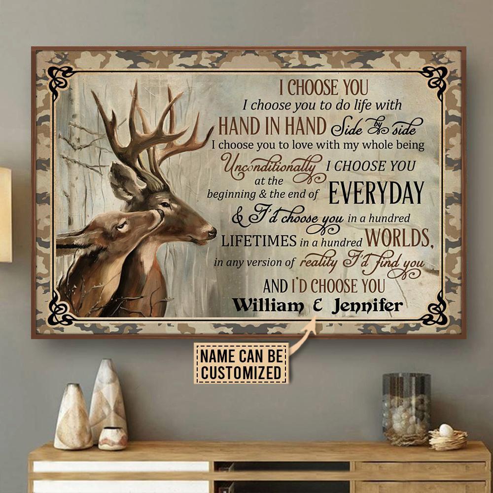 Aeticon Gifts Personalized Deer Forest I Choose You Canvas Mom Dad Gift Home Decor