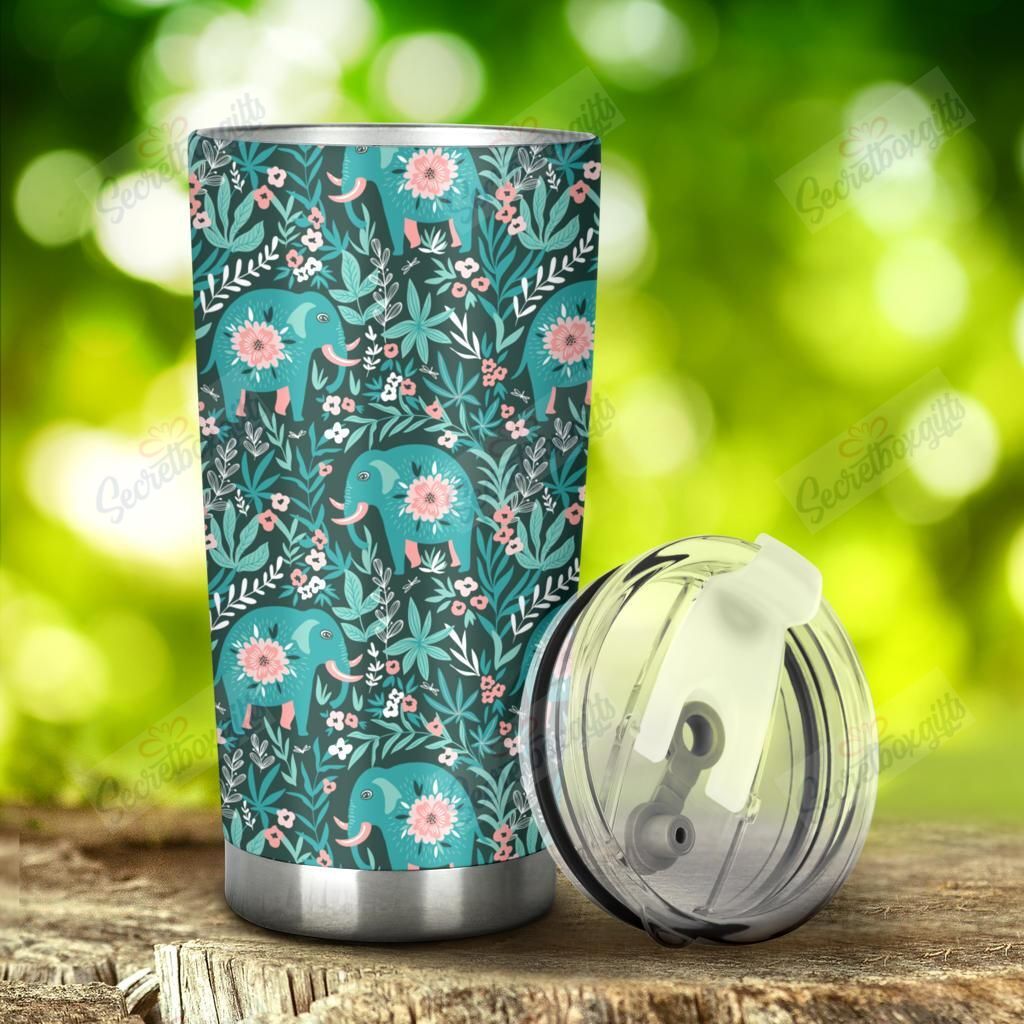 Personalized Elephants Jungle Pattern Nc1111607Cl Stainless Steel Tumbler Customize Name, Text, Number