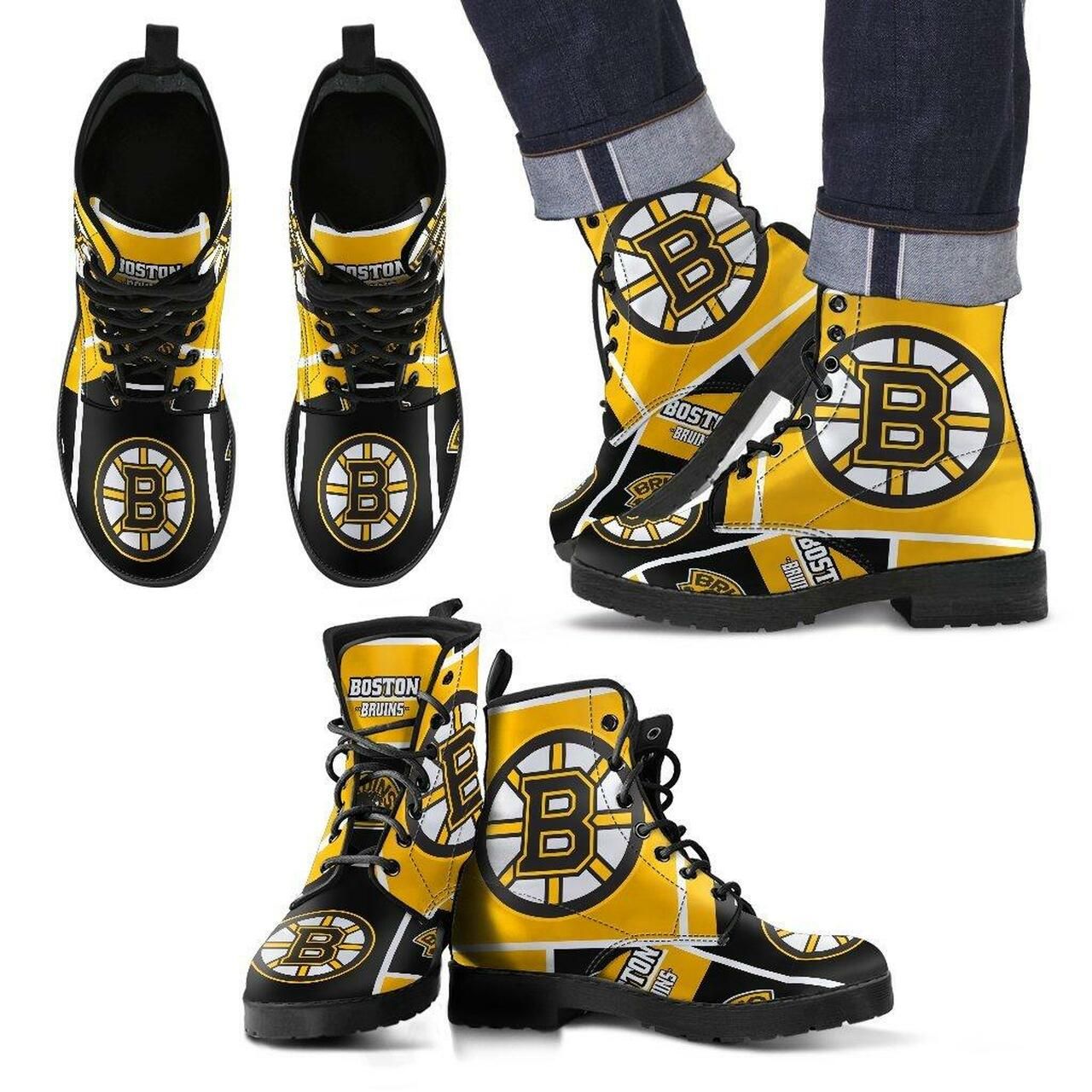 Boston Bruins Leather Boots Fashion Women Boots Shoes Shoes5112