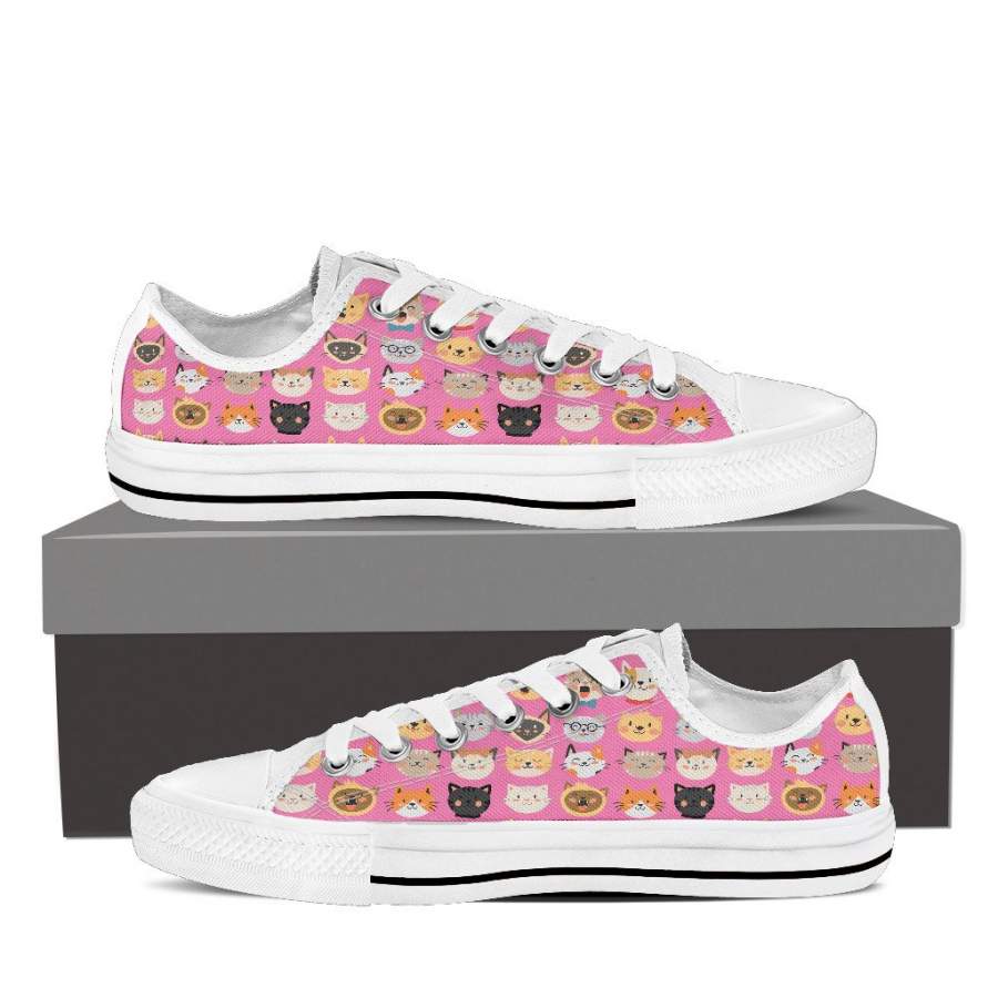 Pink Cat Faces Low Tops (Women’s)