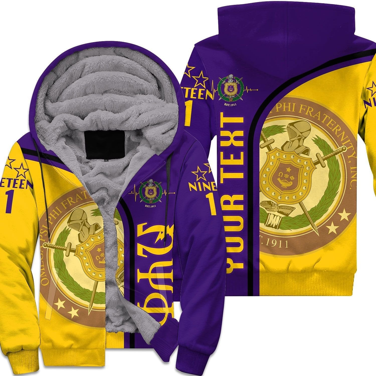 Fraternity Hoodie – Personalized Omega Psi Phi In My Heart Sherpa Hoodie