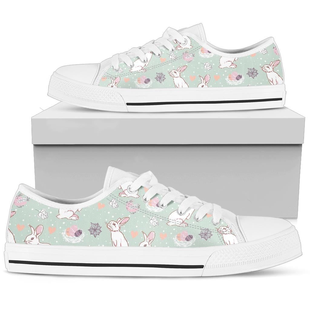 Rabbit Pattern Print Design Rb011 White Bottom Low Top Shoes