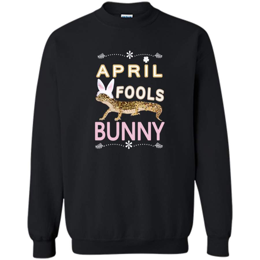 April Fools Easter Bunny Gecko Shirt-Women And Girls Gifts Printed Crewneck Pullover Sweatshirt 8 oz