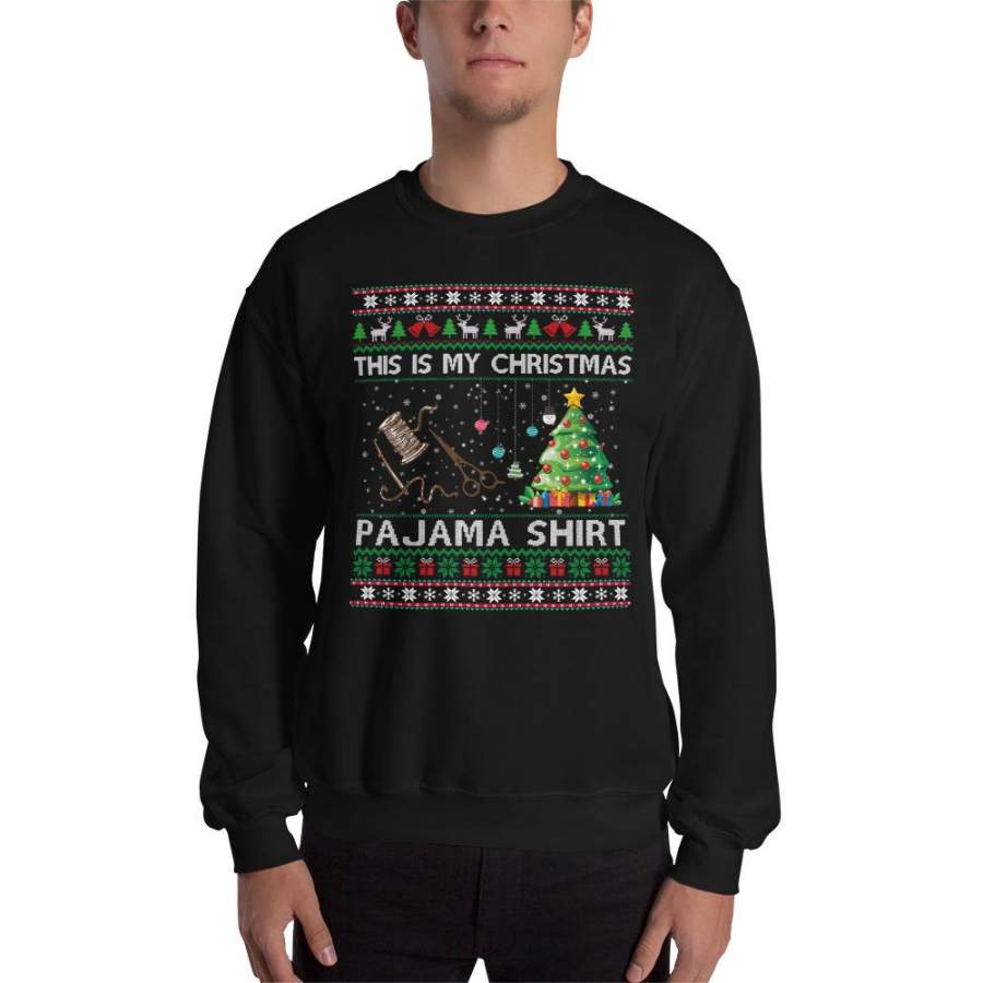 This is My Christmas Pajama Sewing Santa Ugly Christmas Sweatshirt