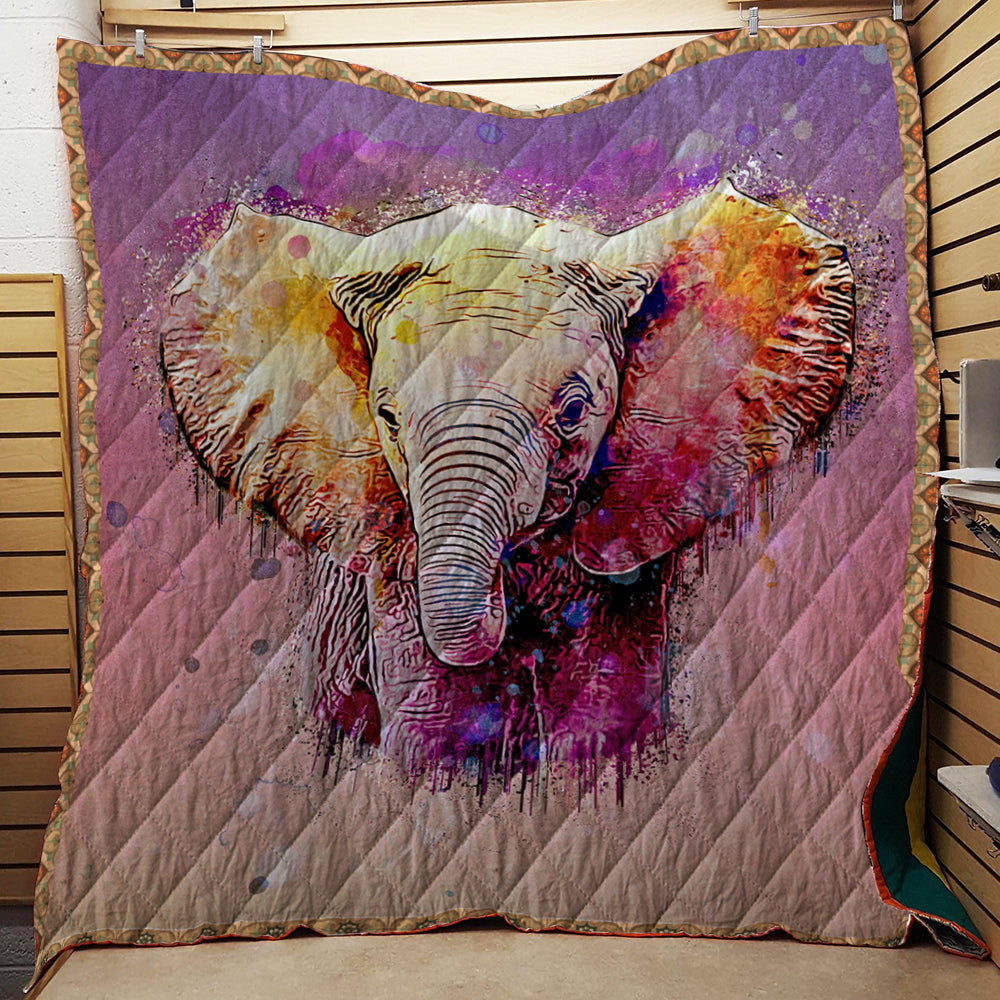 Elephant Watercolor Quilt