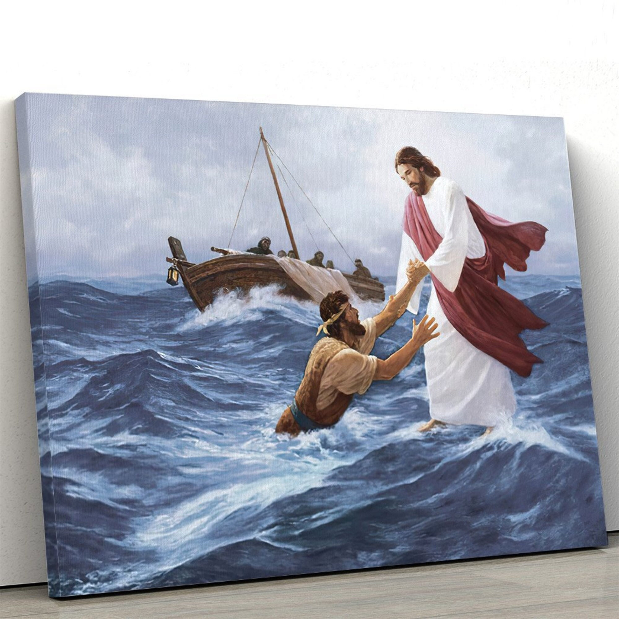 God Canvas | Jesus Christ Walking On Water Canvas, | Communion Gift | Jesus Canvas, – New Year Gift, Christmas Gift