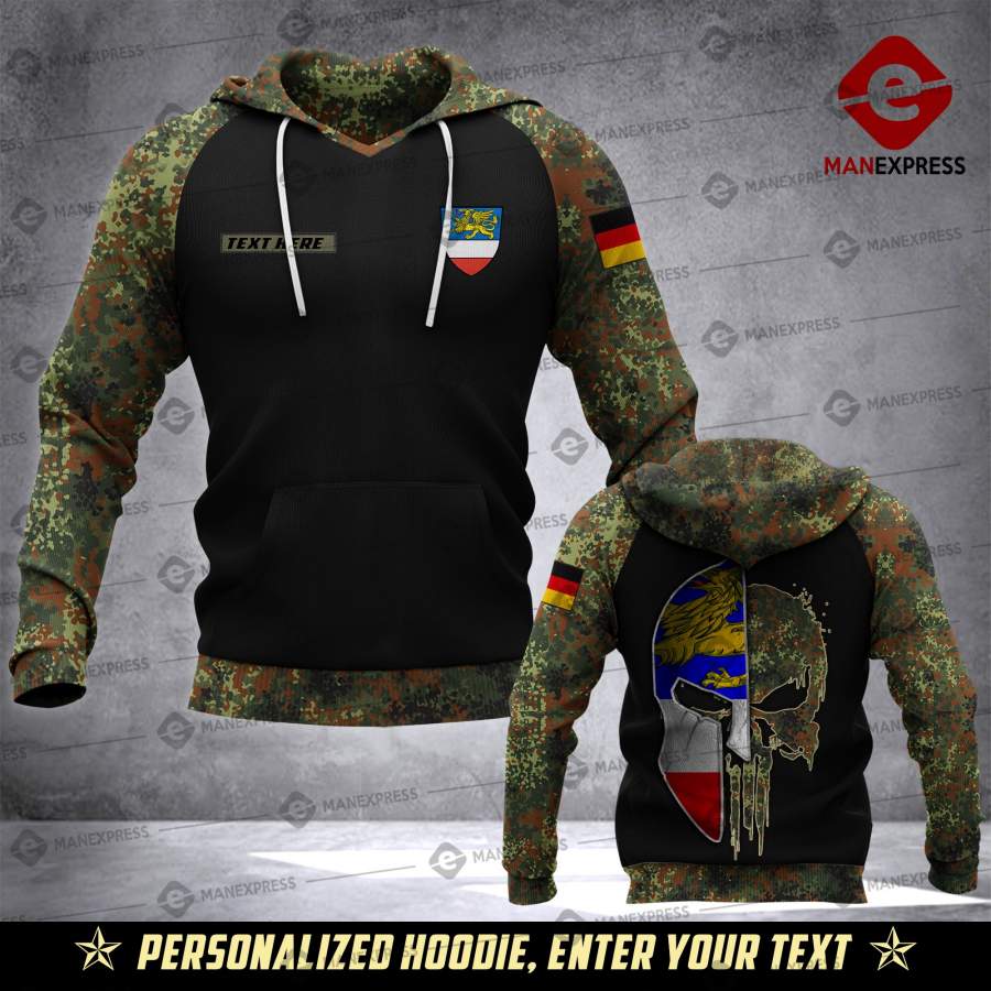 Soldier Rostock- Germany camo army personalized 3d Printed HOODIE LEN