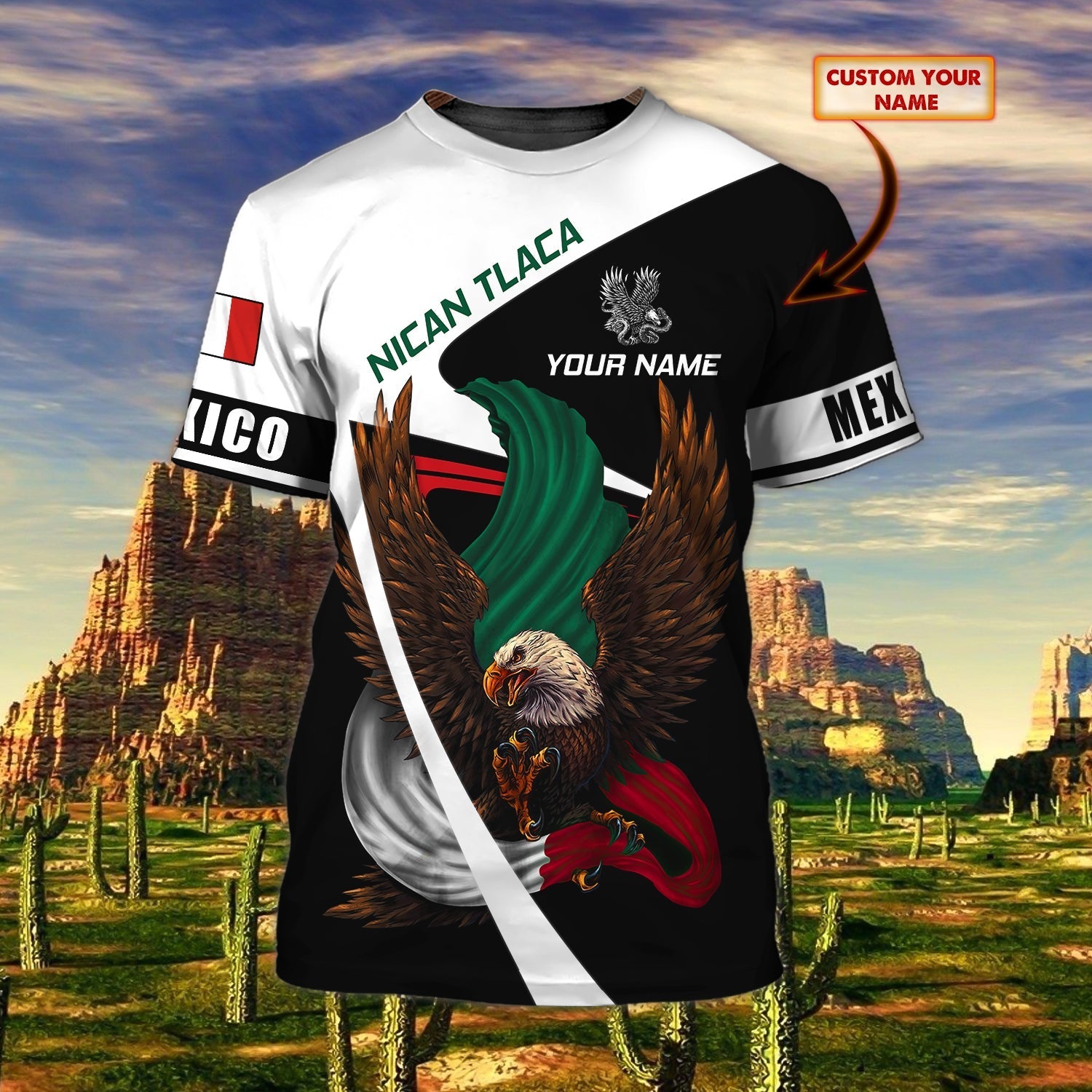 Mexico Shirt, Nican Tlaca Personalized Name 3D Mexican T Shirt