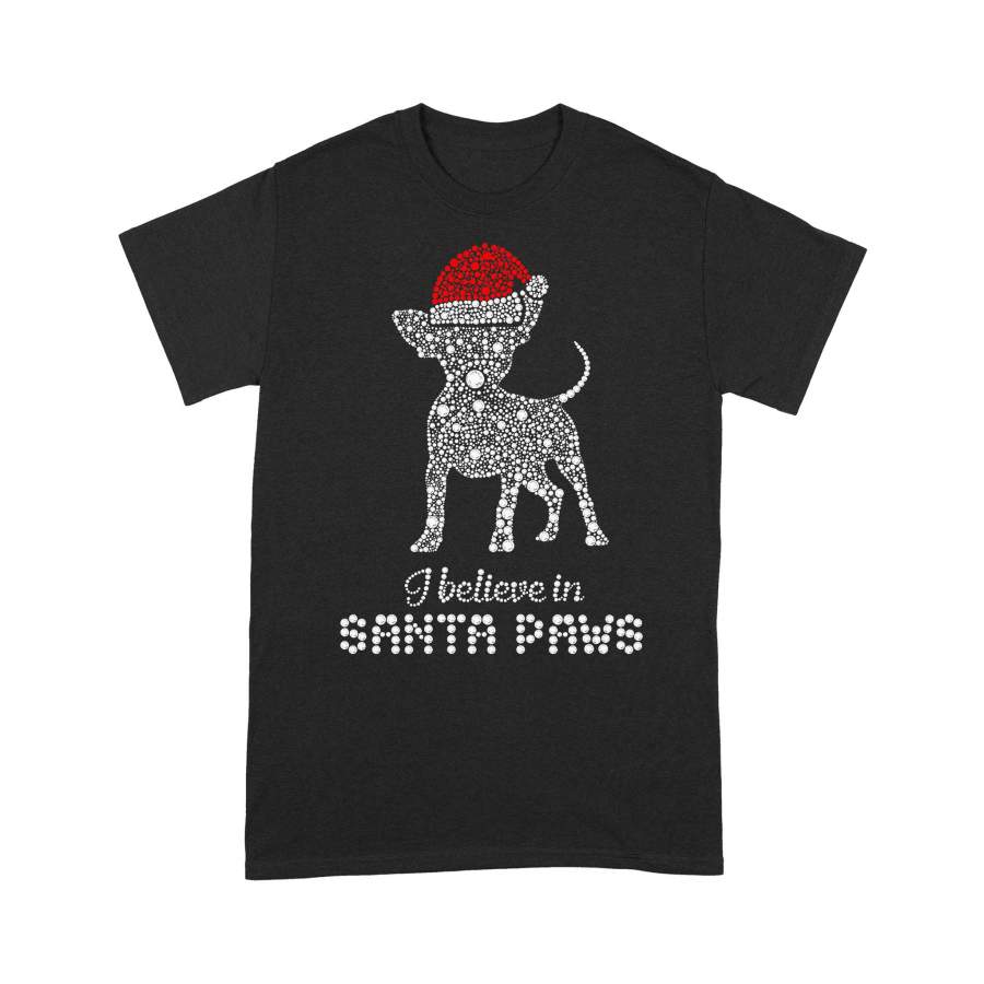 Chihuahua I Believe In Santa Paws Diamond Christmas T-shirt