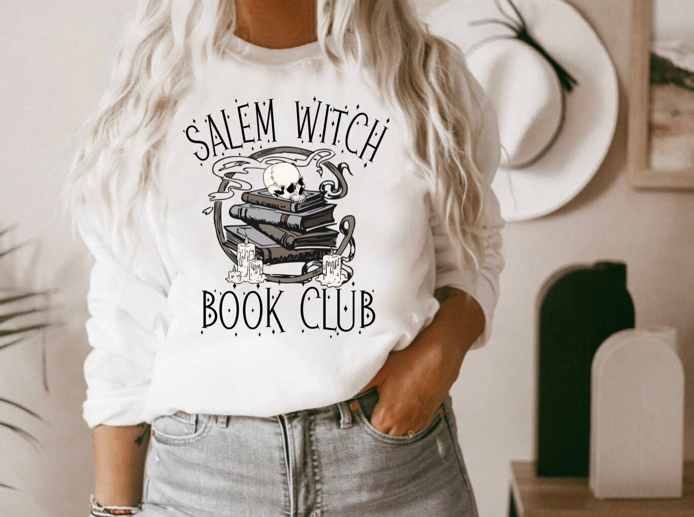 Women’s Witch Shirt for Halloween, Witchy Halloween Sweatshirt, Trendy Skeleton Clothing for the Fall Season, witchy gifts for her