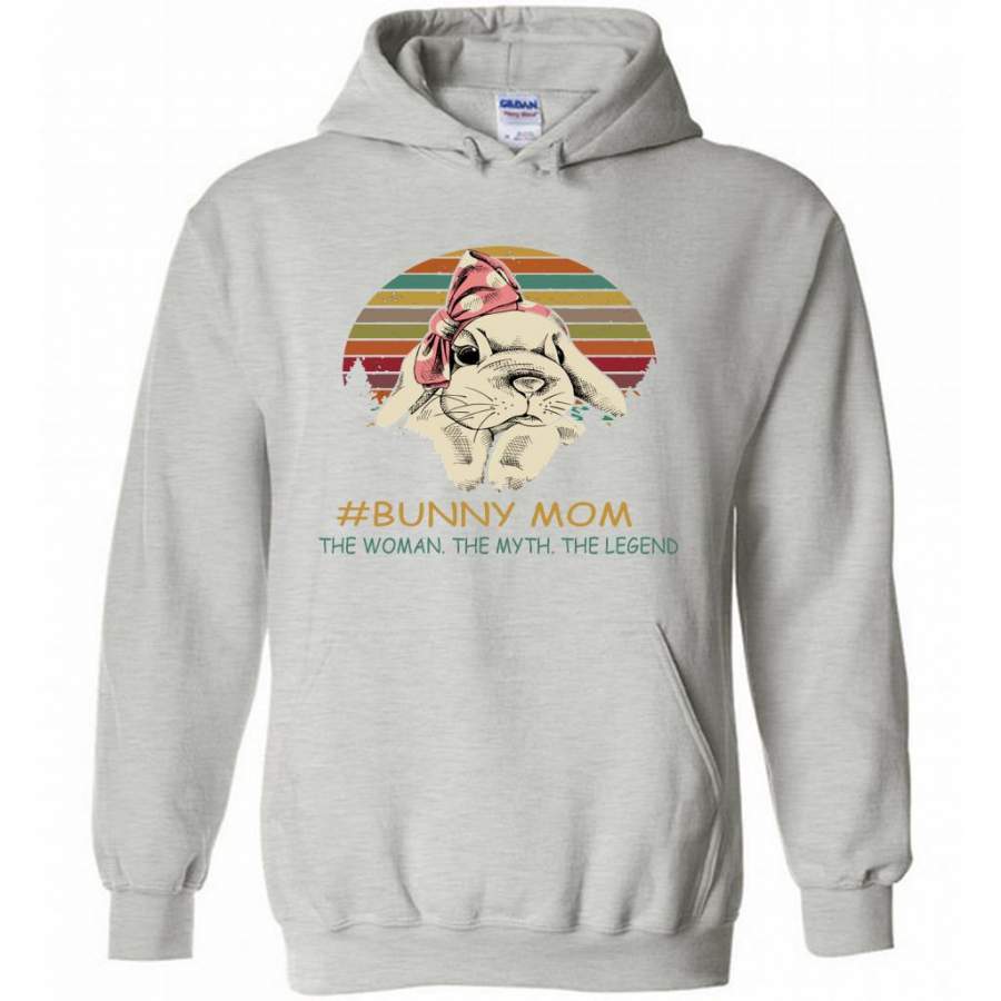 Bunny Mom The Woman They Myth The Legend, Classic Vintage Retrp – Gildan Heavy Blend Hoodie