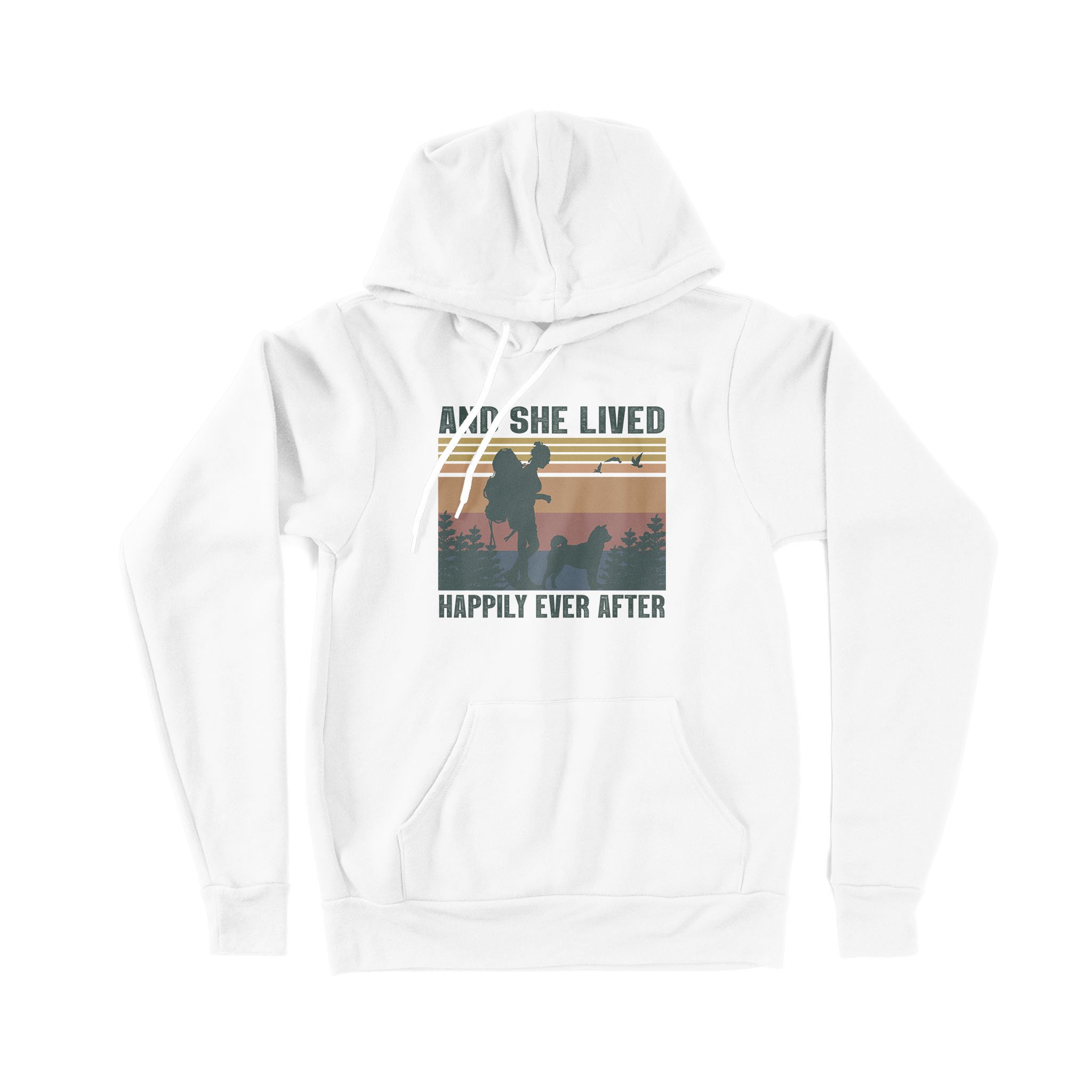 Vintage Dogs And Hiking She Lived Happily Ever After – Premium Hoodie