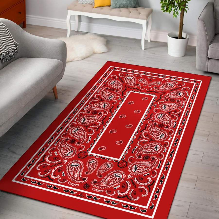 Western Red Bandana Area Rug – Fancy