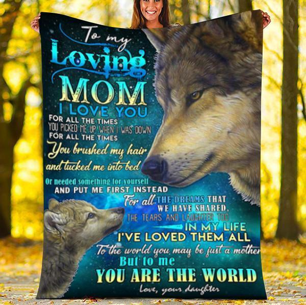 Wolf Custom Blanket To My Lovinng Mom Blanket – Perfect Gift For Mom – Fleece Blanket