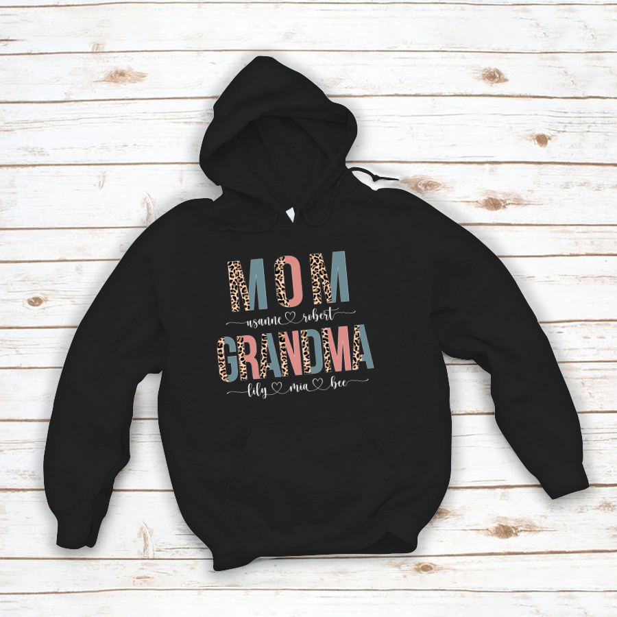 Personalized Mom And Grandma Leopard Hoodie