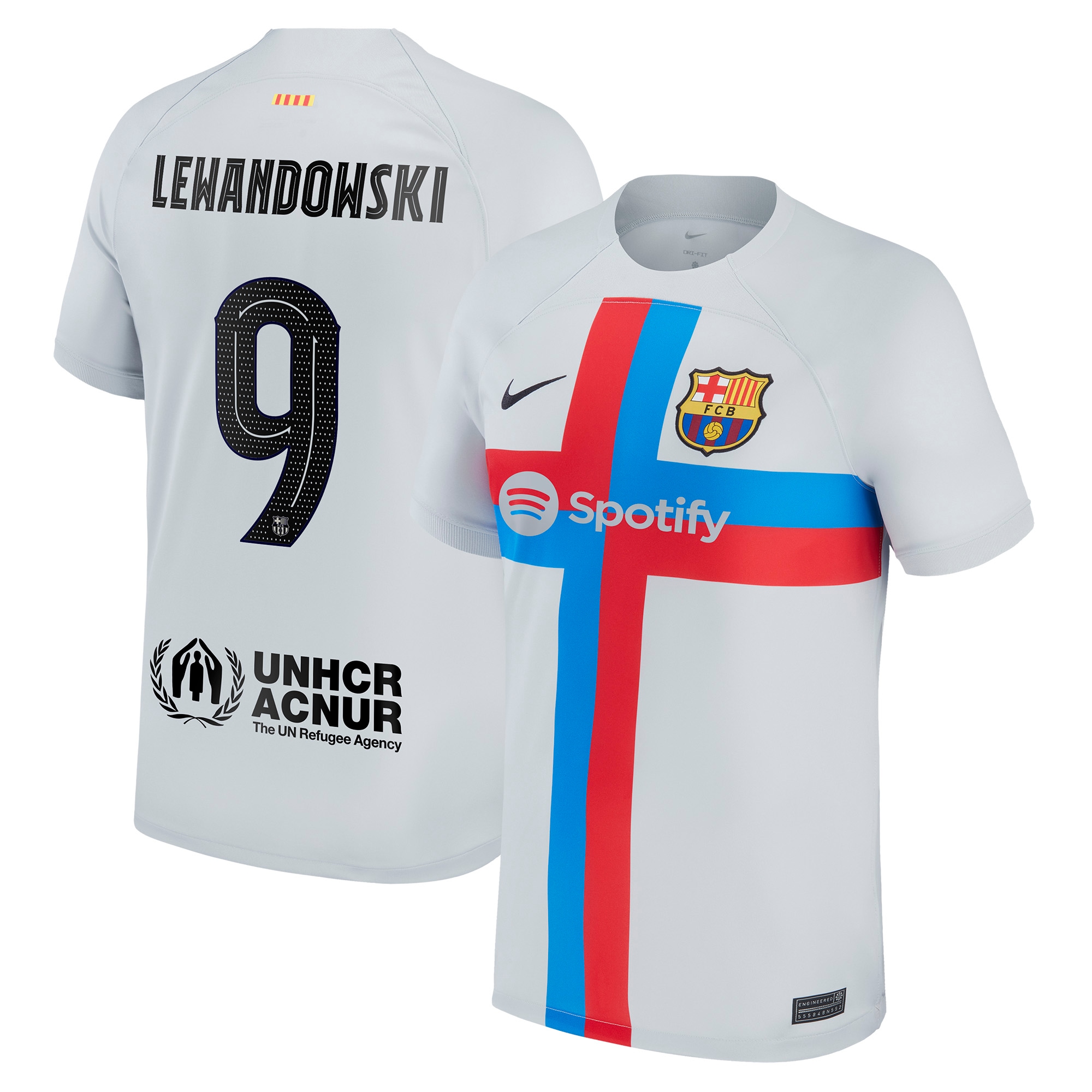 Robert Lewandowski Barcelona 2022/23 Third Breathe Stadium Replica Player Jersey – Gray