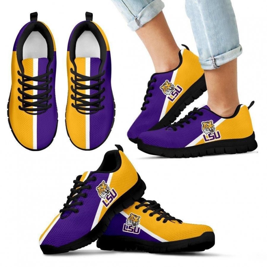 Dynamic Aparted Colours Beautiful Logo LSU Tigers Sneakers #761