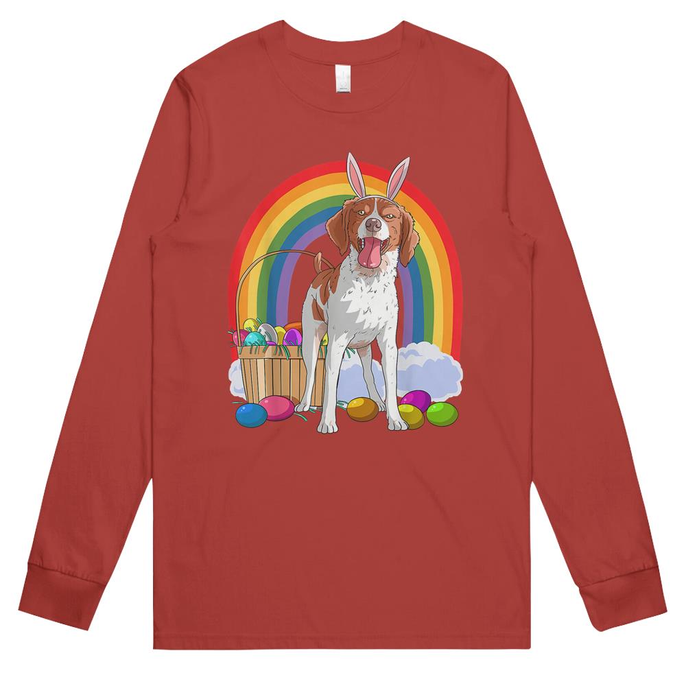 Brittany Spaniel Easter Eggs Bunny Dog Long Sleeve T Shirts