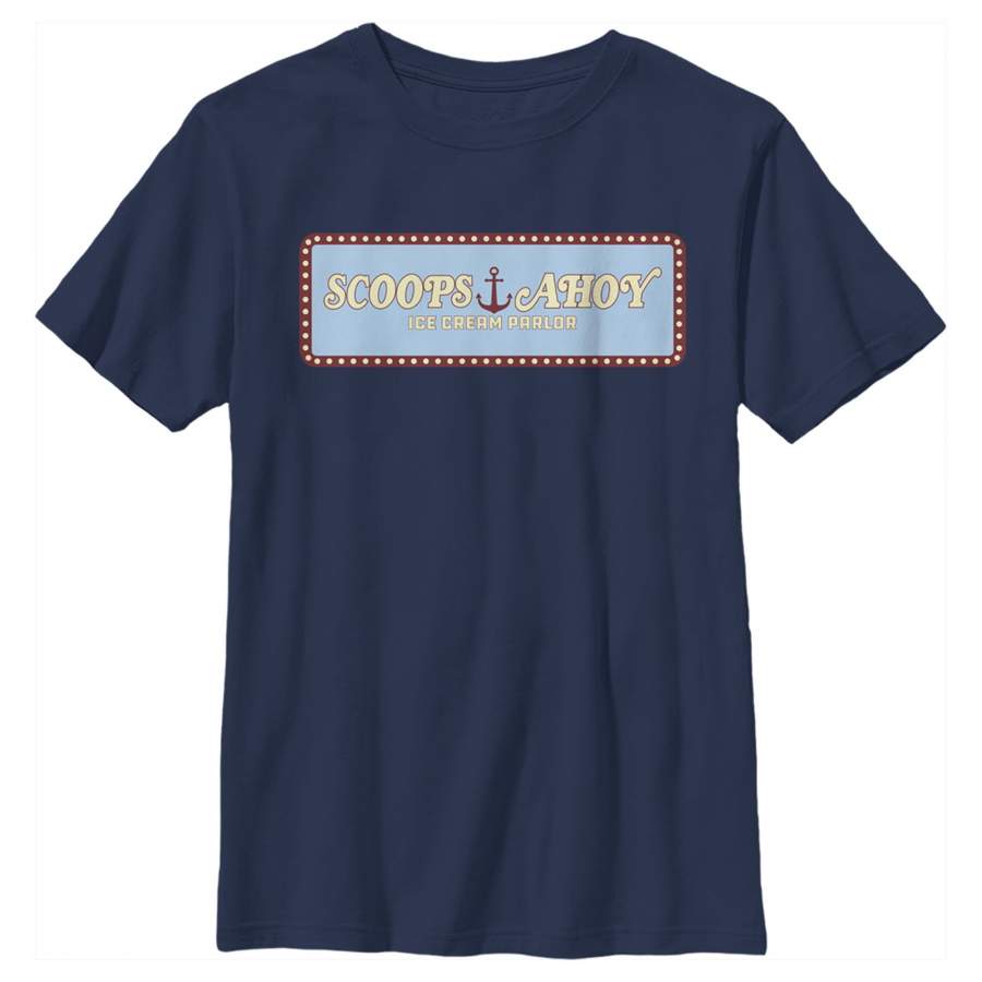 Stranger Things Boy’s Scoops Ahoy Logo  T Shirt