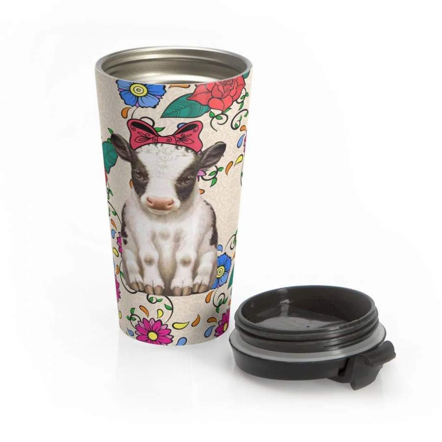 Cow And Flowers CL15100039MDT 16oz 20oz Travel Mug Vacuum Sealed Tumblers