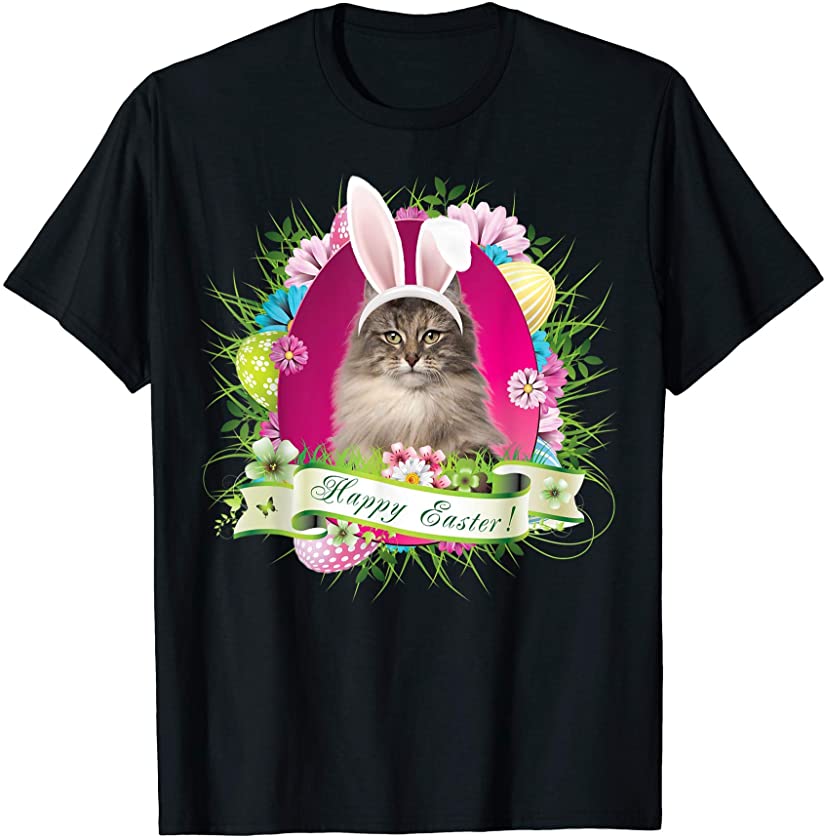 Bunny Norwegian Forest Cat Happy Easter Day Lover Egg Hunt T-Shirt