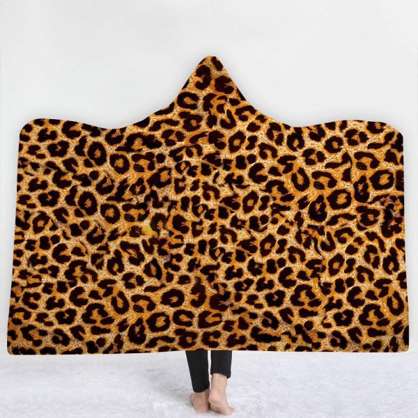 Animal Hooded Blankets – Animal Series Leopard Print Fleece Hooded Blanket