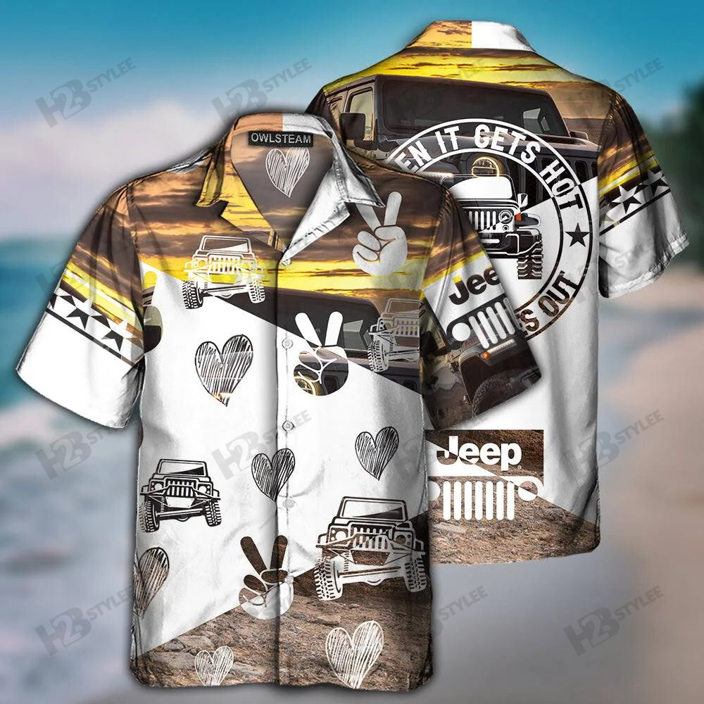 Jeep When It Gets Hot Hawaii All Over Printed Hawaii Shirt Size S Ha75570