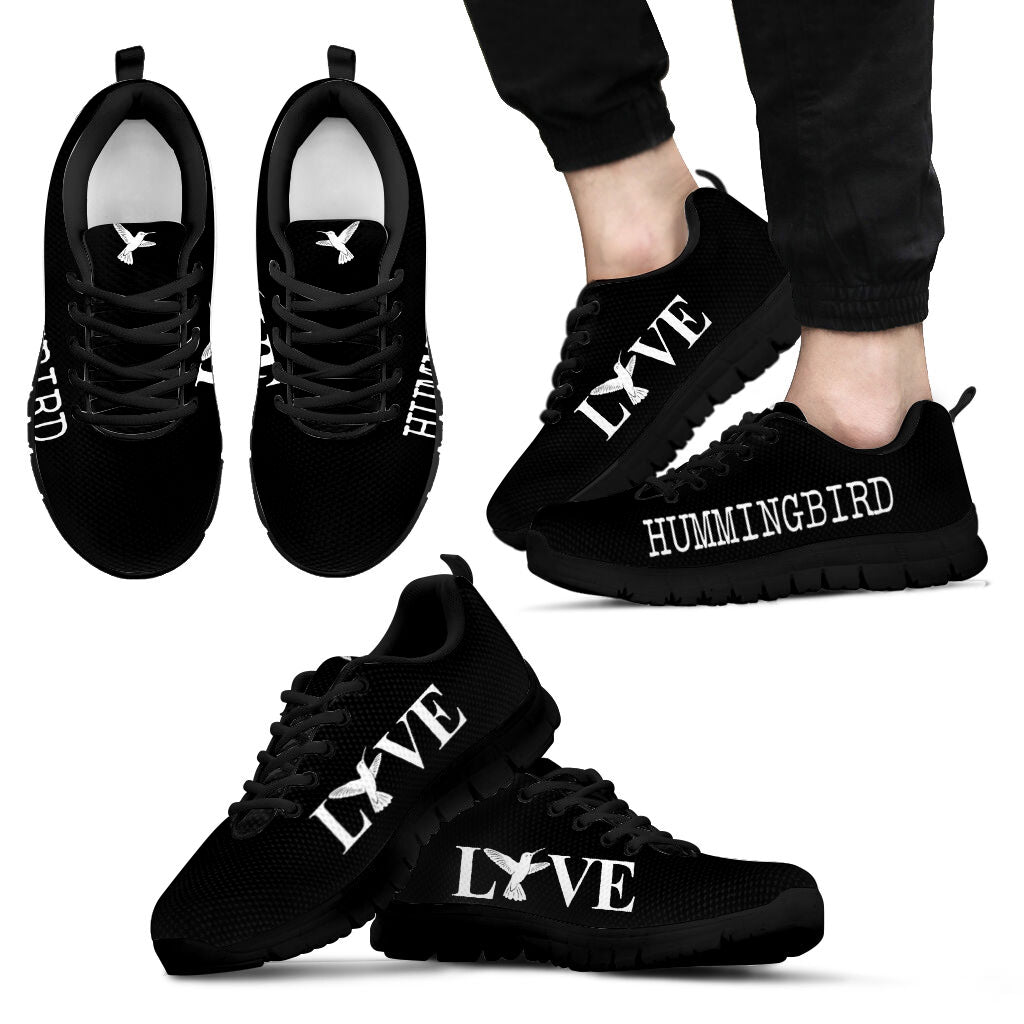 Hummingbird Love Black Sneaker Multiple Size Print Tennis Shoes Comfortable Walking Running Casual Shoes