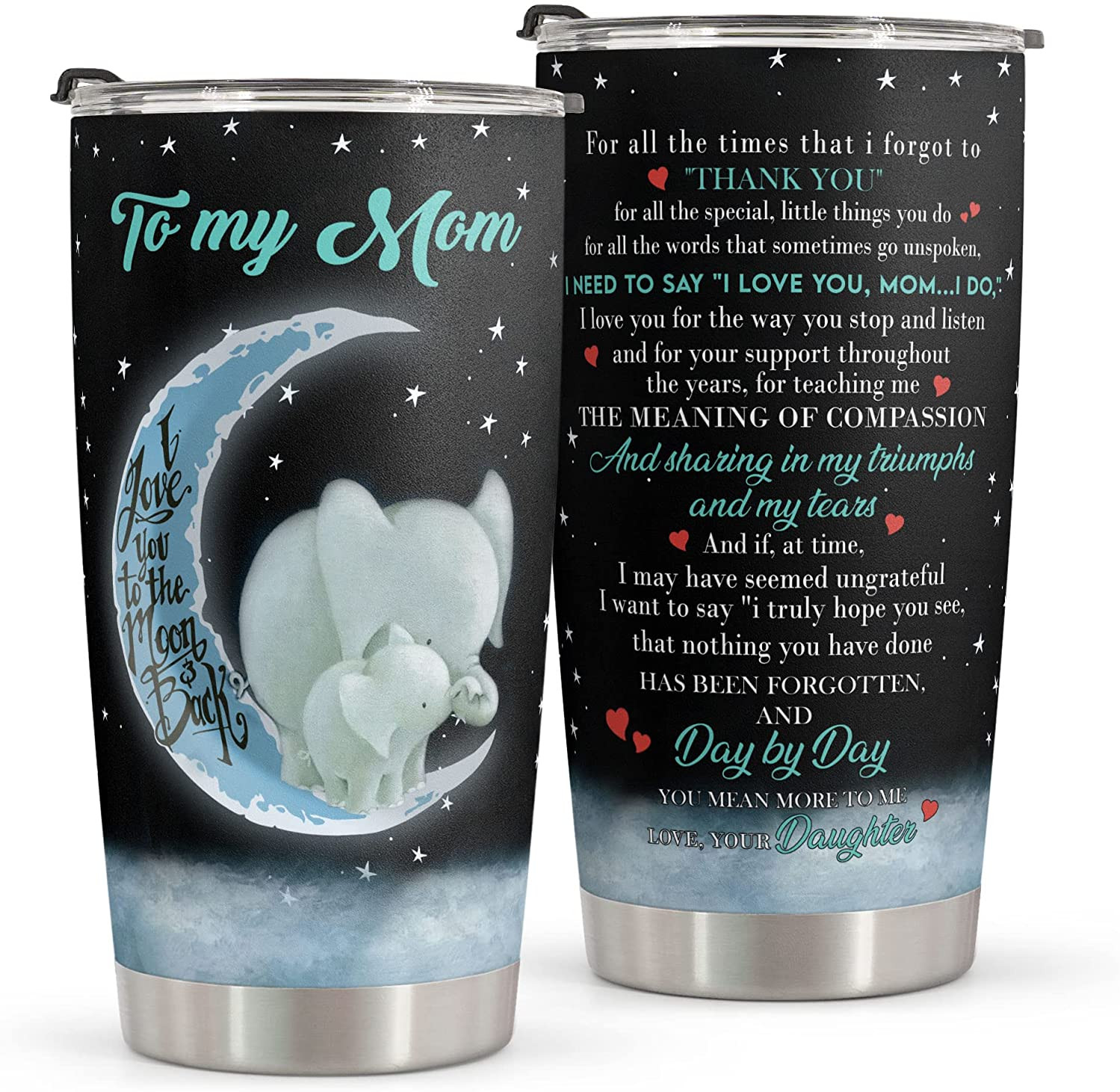 Mom Tumbler  Mothers Day Gifts – Birthday Gifts For Mom  Mothers Day Gifts From Daughter – Mom Gifts From Kids Mothers Day Gifts – Stainless Steel Elephant Tumbler