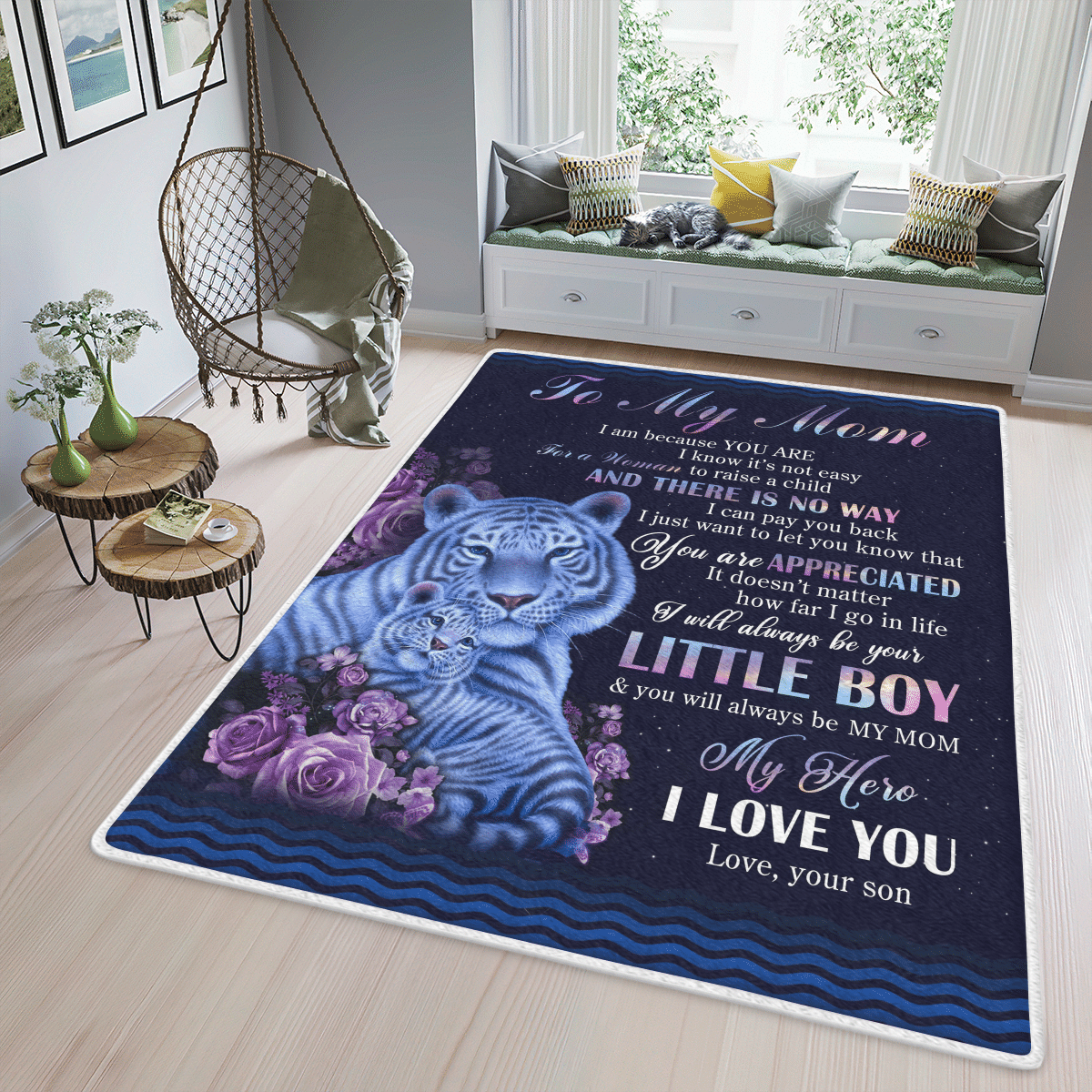 Wooni To My Mom, Tiger Area Rug, Rectangle Rug Wn070322180