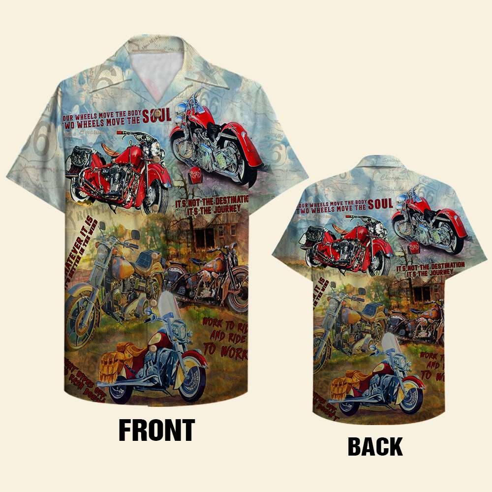 Biker Hawaii Shirt Work To Ride And Classic Motorcycle Pattern Ha4796