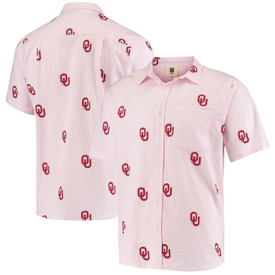 Oklahoma Sooners Pink Seersucker Hawaii Shirt Ha66045