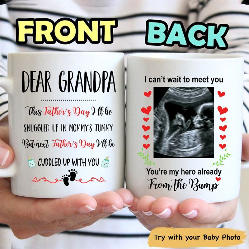 Personalized Next Father’S Day I’Ll Be Cuddled Up With You Grandpa To Be Ultrasound Mug – Father’S Day Gift For New Grandpa