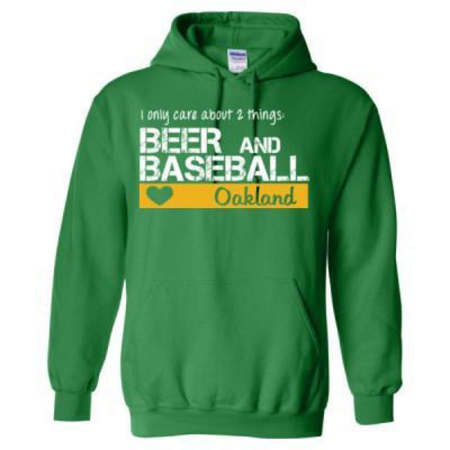 AGR Oakland Athletics I Only Care About 2 Things Beer And Baseball – Heavy Blend™ Hooded Sweatshirt