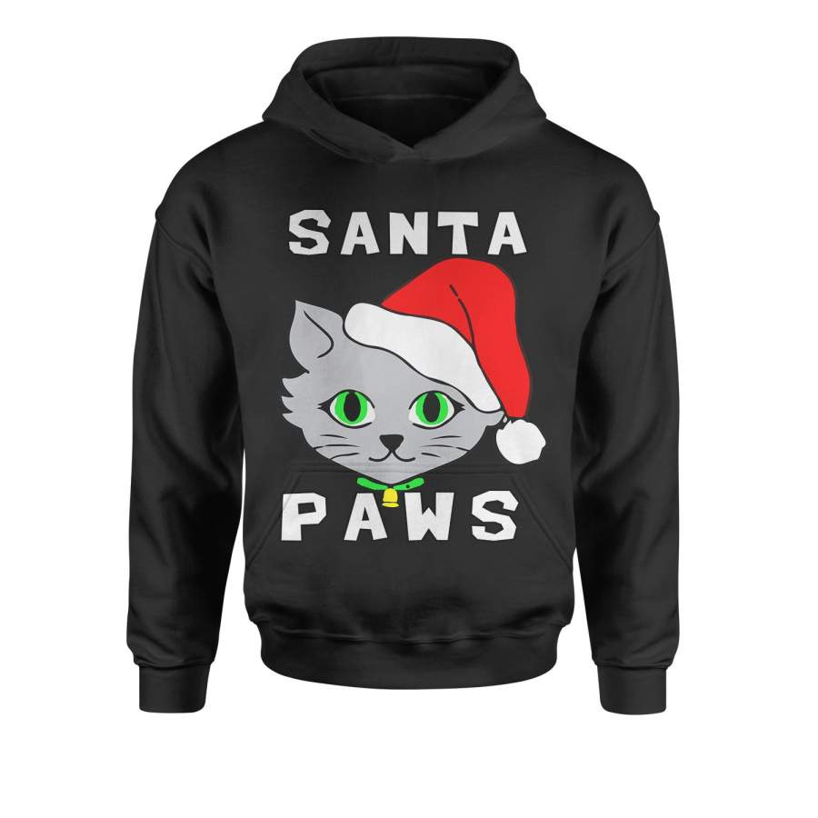 Santa Paws Cat Kitten Ugly Christmas  Youth-Sized Hoodie