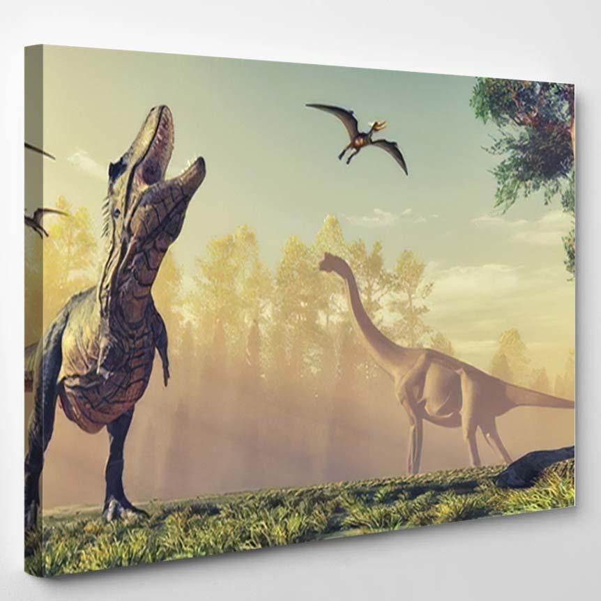 3D Render Dinosaur This Illustration – Dinosaur Animals Canvas Print