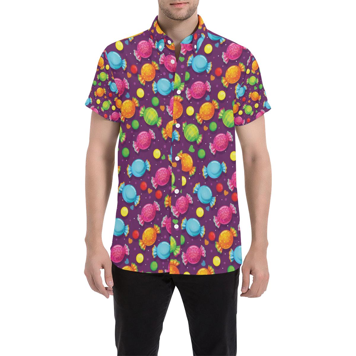 Candy Pattern Print Design Ca05 Men Button Up Shirt