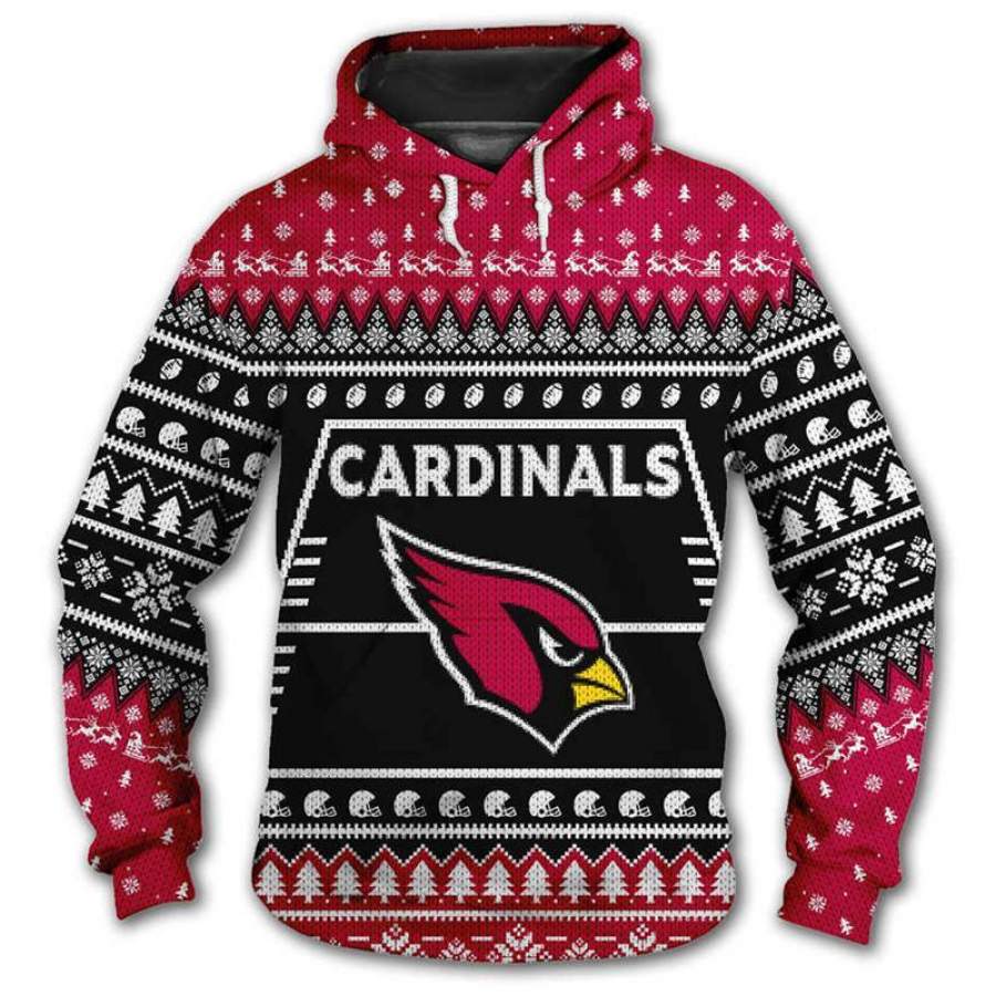 Arizona Cardinals 3d Hoodie Christmas Edition