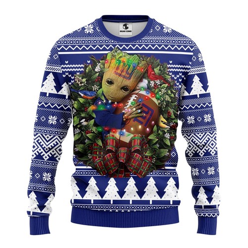 New York Giants Groot Hug Christmas Gift For Fan Ugly Wool Sweater Christmas