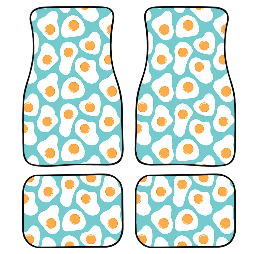 Blue Fried Eggs Pattern Print Front And Back Car Floor Mats, Front Car Mat