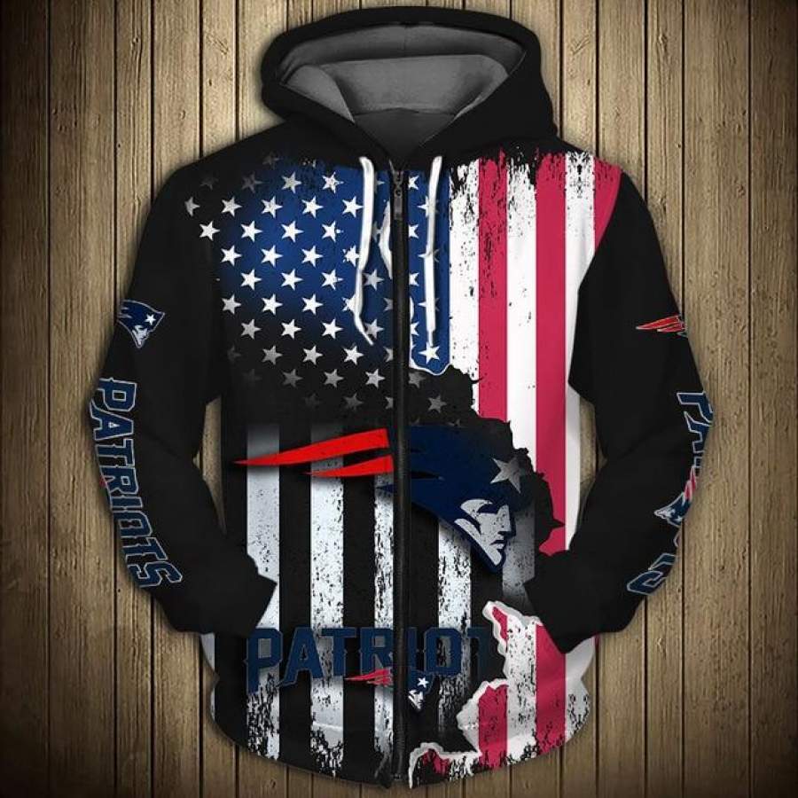 New England Patriots American Flag Zipper Hoodie