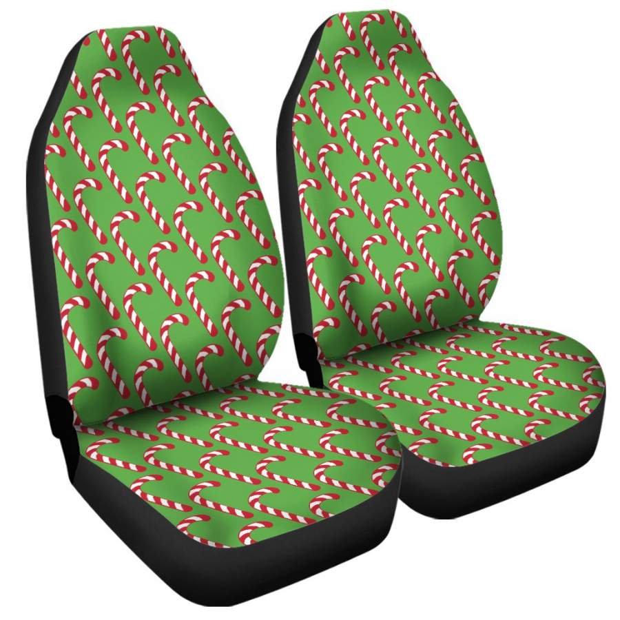 Merry Christmas Candy Cane Pattern Print Universal Fit Car Seat Covers