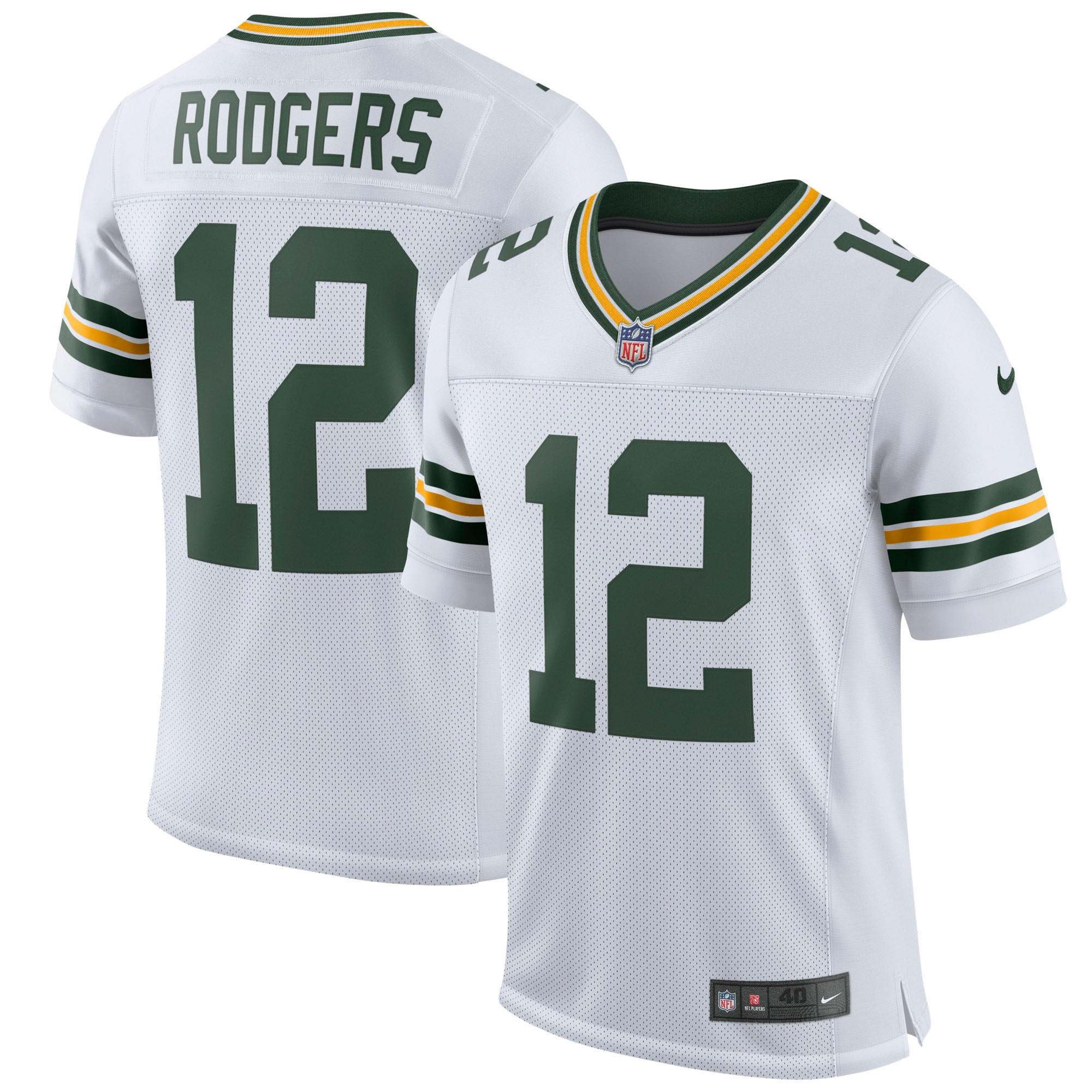 Aaron Rodgers Green Bay Packers Classic Elite Player Jersey – White NFL