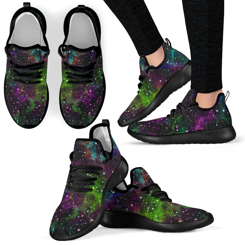 Abstract Dark Galaxy Space Print Mesh Knit Shoes