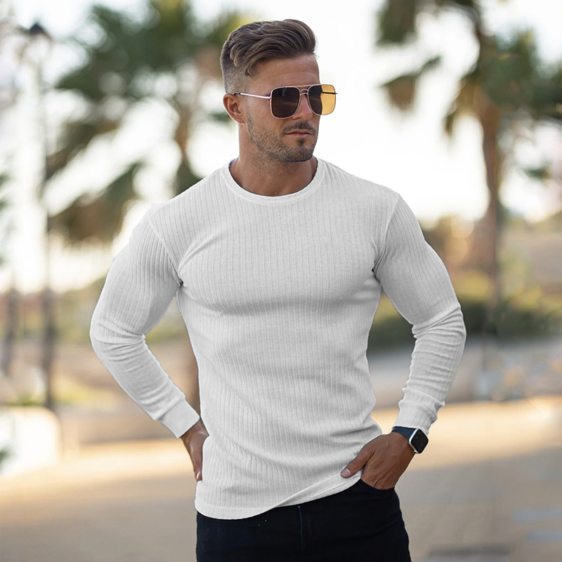 Spring Fashion O-neck Sweaters Men Strips Knitted Pullovers Men Solid Casual Sweater Male Autumn Slim Fit Knitwear Clothing alx