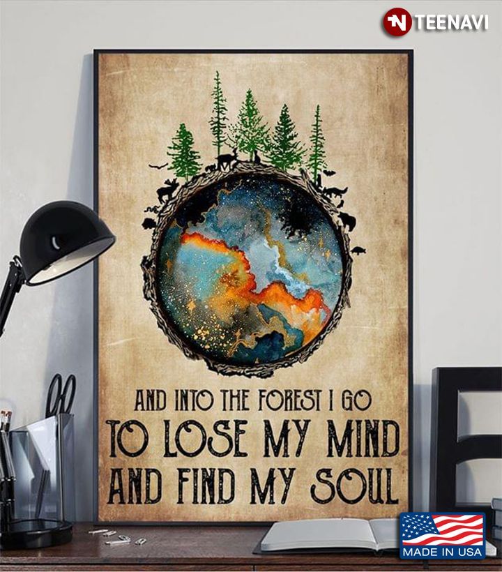 vintage forest animals on earth and into the forest i go to lose my mind and find my soul poster canvas poster canvas