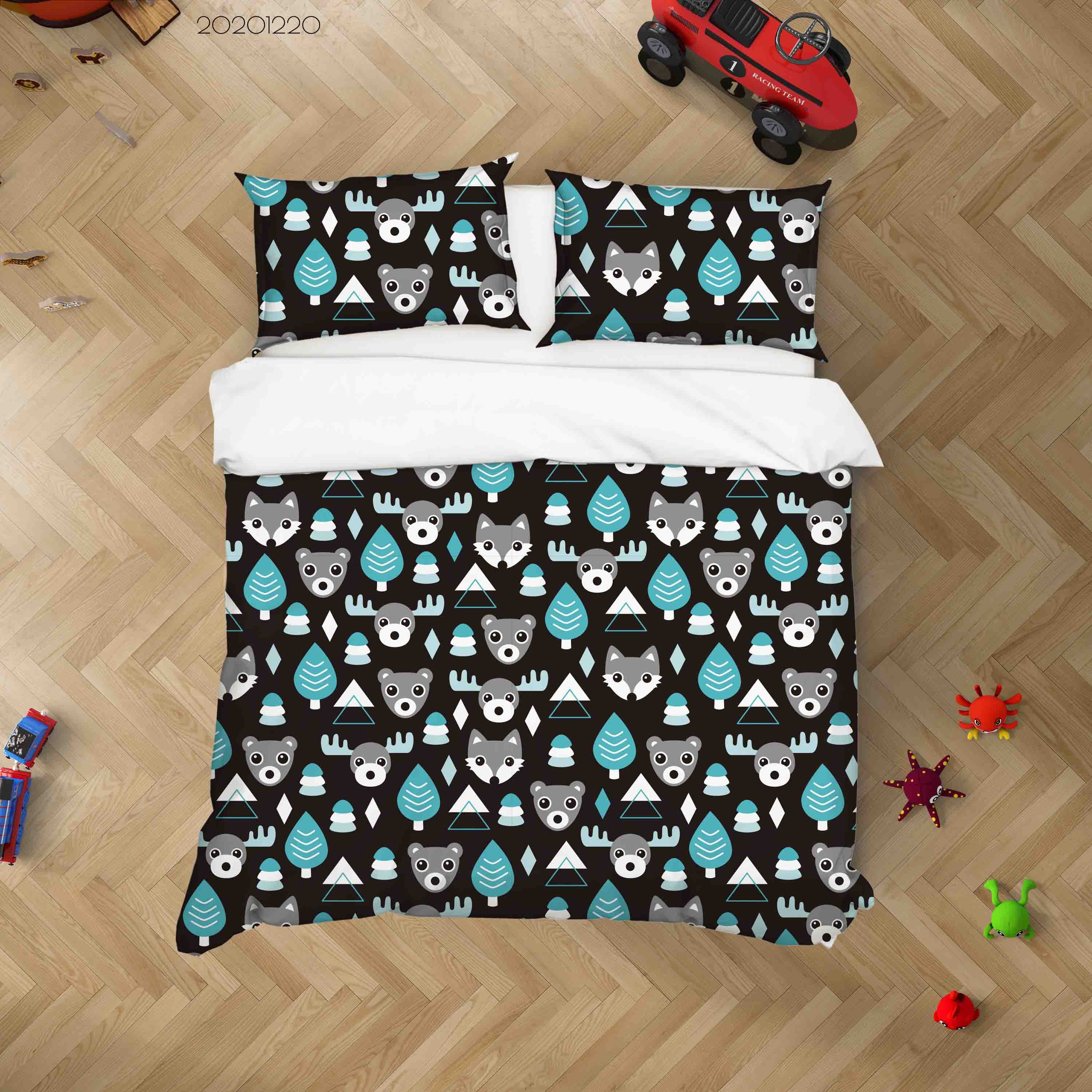 3D Hand Drawn Animal Fox Forest Quilt Cover Set Bedding Set Duvet Cover Pillowcases 49