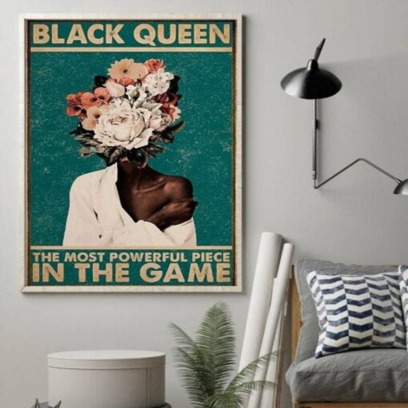 homesweetquilt – Black Queen In The Game afro black  Best gifts ever Signs for Poster-Portrait No Framed